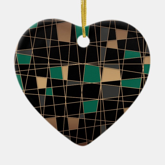 Abstract geometric pattern ceramic tree decoration (Front)