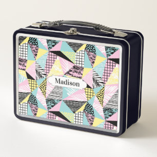 Abstract Geometric Pattern custom name lunch boxes