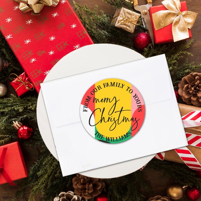 Abstract Geometric Pattern Cute Merry Christmas Classic Round Sticker (Abstract Geometric Pattern Cute Merry Christmas Classic Round Sticker)