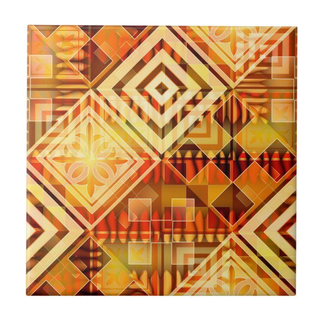 Abstract Geometric Pattern Design Ceramic Tile (Front)