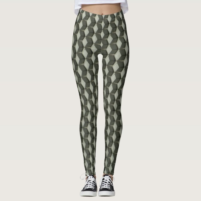 Abstract Geometric Pattern Design Leggings (Front)