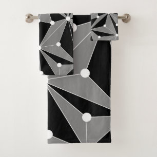 Abstract geometric pattern - gray.  bath towel set