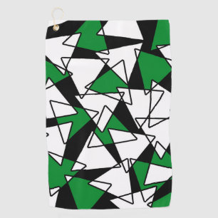 Abstract geometric pattern - green and white. golf towel
