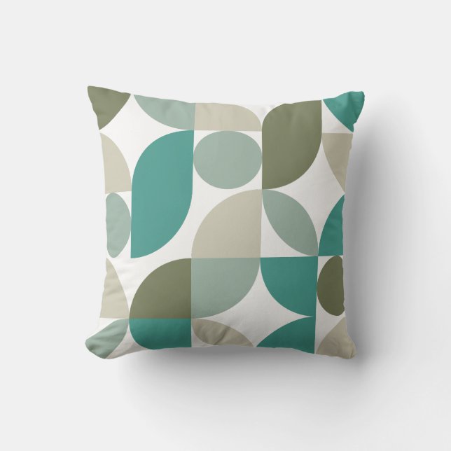 Abstract Geometric Pattern Green Teal Cushion (Front)