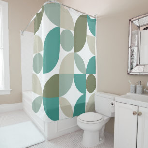 Abstract Geometric Pattern Green Teal Shower Curtain
