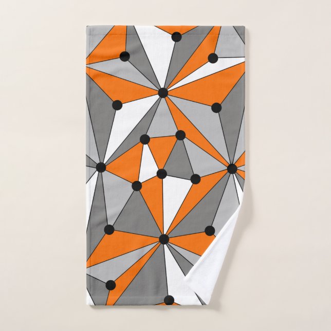 Abstract geometric pattern - grey and orange. hand towel (Hand Towel)