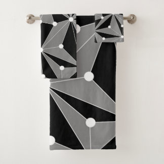 Abstract geometric pattern - grey.  bath towel set