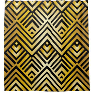 Abstract geometric pattern in art-deco style, vint shower curtain