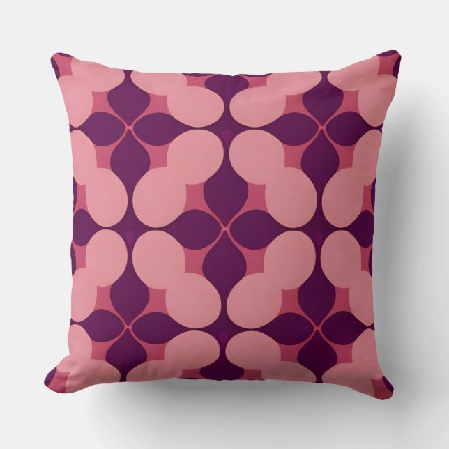 Abstract Geometric Pattern in Pink and Purple Tone Cushion (Front)