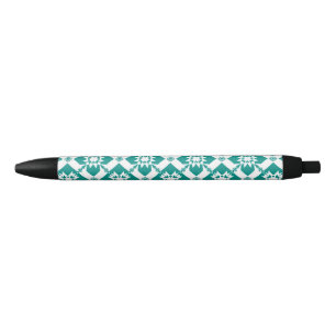 Abstract Geometric Pattern in White and Green Black Ink Pen
