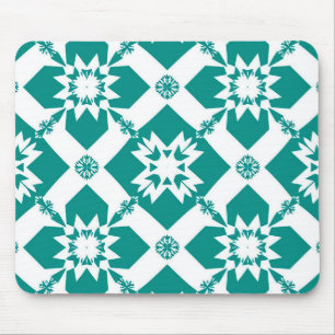 Abstract Geometric Pattern in White and Green Mouse Pad