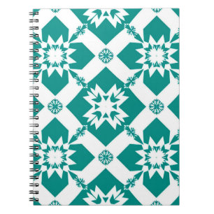 Abstract Geometric Pattern in White and Green Notebook