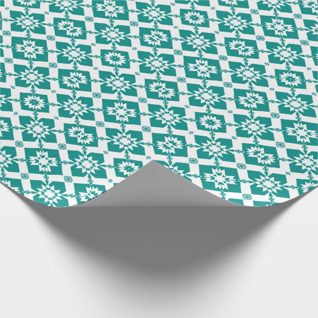 Abstract Geometric Pattern in White and Green Wrapping Paper (Corner)