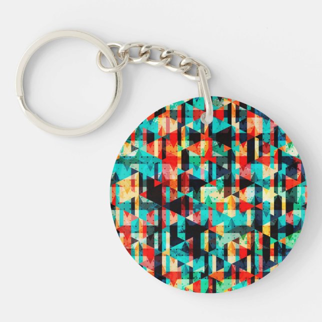 Abstract geometric pattern key ring (Front)