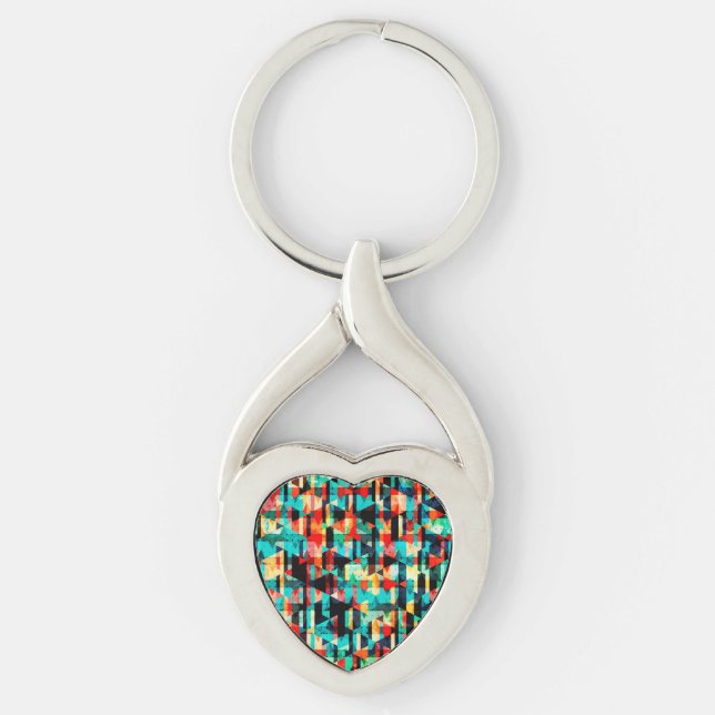 Abstract geometric pattern key ring (Front)