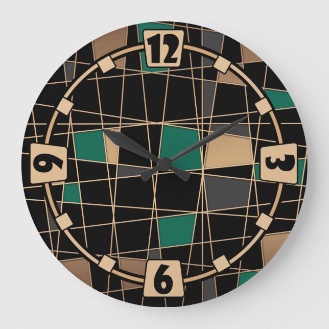 Abstract geometric pattern large clock (Front)