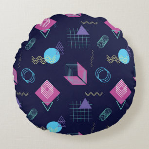 Abstract geometric pattern, line shapes. round cushion