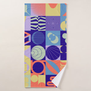 Abstract geometric pattern made with simple shapes bath towel