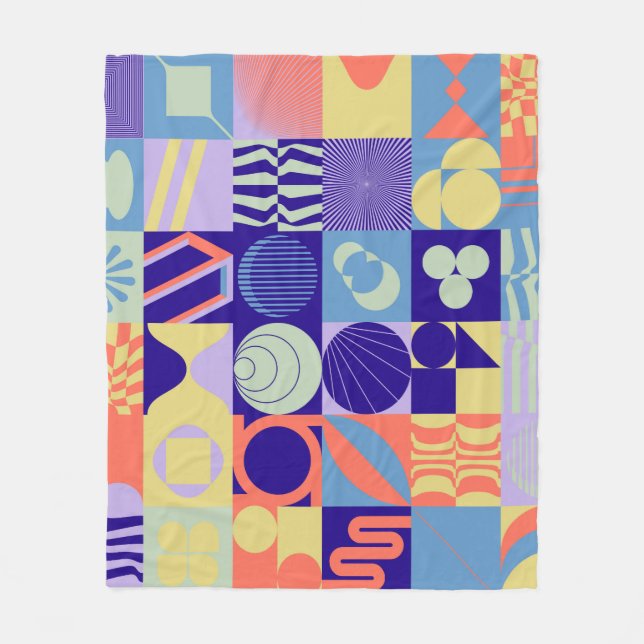 Abstract geometric pattern made with simple shapes fleece blanket (Front)