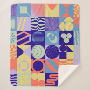 Abstract geometric pattern made with simple shapes sherpa blanket