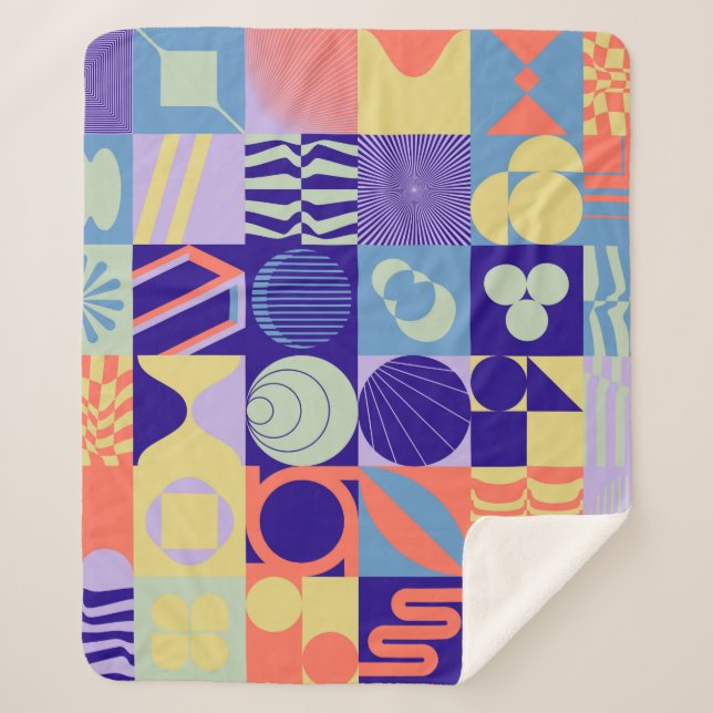 Abstract geometric pattern made with simple shapes sherpa blanket (Front)