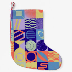 Abstract geometric pattern made with simple shapes small christmas stocking