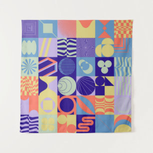 Abstract geometric pattern made with simple shapes tapestry