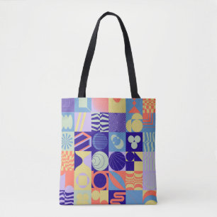 Abstract geometric pattern made with simple shapes tote bag