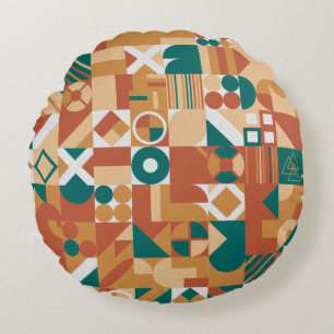 Abstract geometric pattern. Multicolor Figures. Te Round Cushion