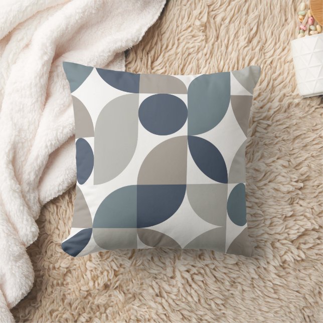 Abstract Geometric Pattern Navy Blue Grey Cushion (Blanket)