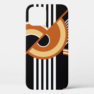Abstract geometric pattern on black. Vintage Illus iPhone 12 Case
