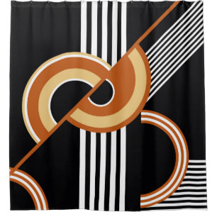 Abstract geometric pattern on black. Vintage Illus Shower Curtain