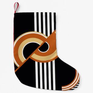Abstract geometric pattern on black. Vintage Illus Small Christmas Stocking
