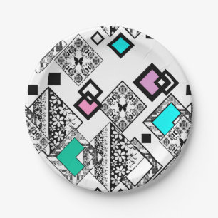 Abstract geometric pattern paper plate