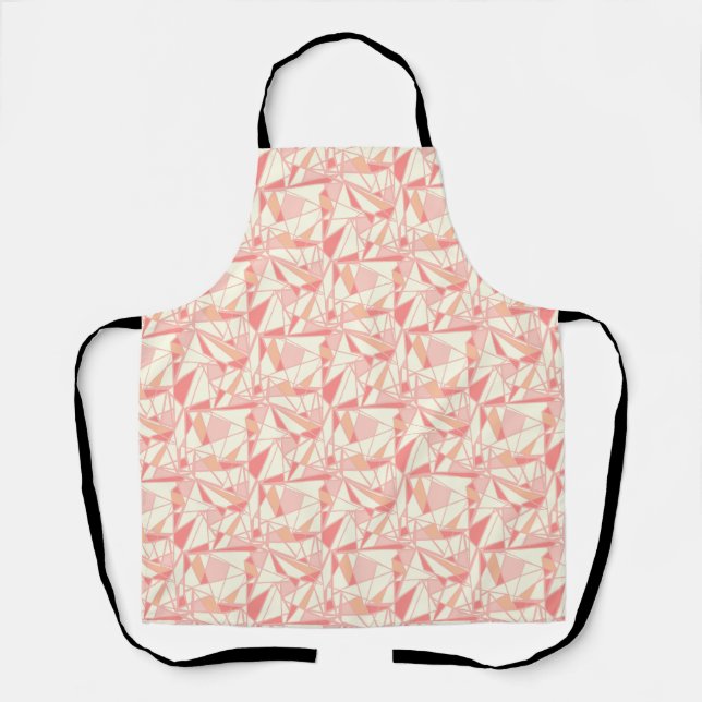 Abstract geometric pattern pink beige apron (Front)