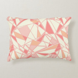 Abstract geometric pattern pink beige decorative cushion