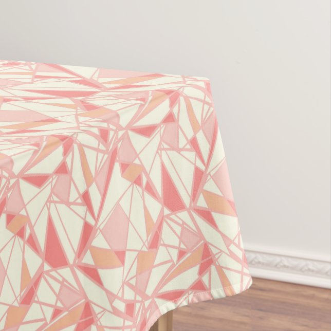 Abstract geometric pattern pink beige tablecloth (In Situ)