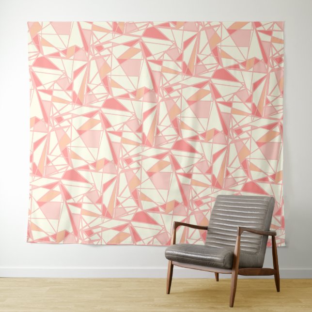 Abstract geometric pattern pink beige tapestry (In Situ (Horizontal))