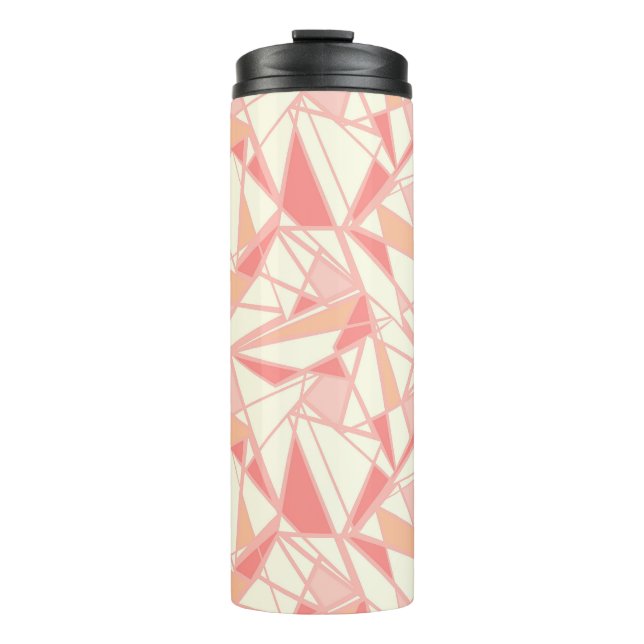Abstract geometric pattern pink beige thermal tumbler (Front)