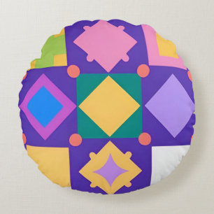 Abstract Geometric Pattern Round Cushion