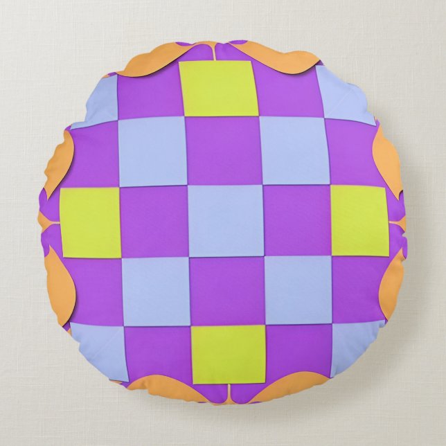 Abstract Geometric Pattern Round Cushion (Front)