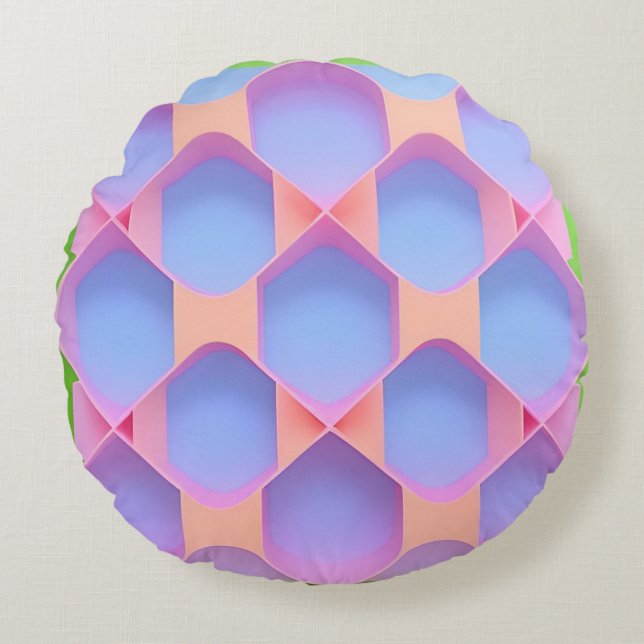 Abstract Geometric Pattern Round Cushion (Front)