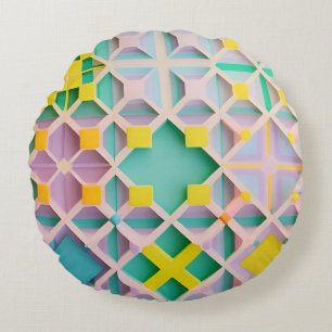 Abstract Geometric Pattern Round Cushion