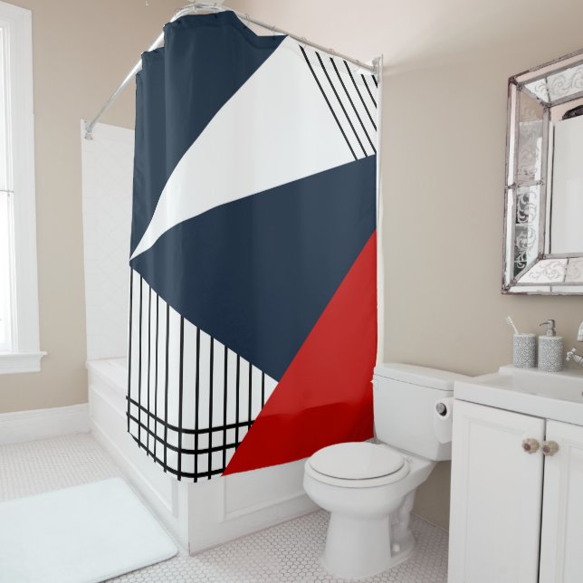 Abstract geometric pattern shower curtain (In Situ)