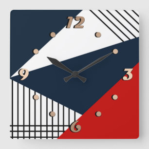 Abstract geometric pattern square wall clock