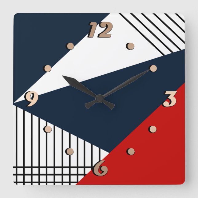 Abstract geometric pattern square wall clock (Front)