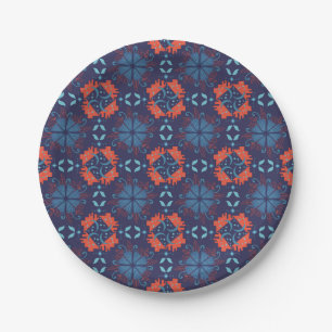 Abstract geometric pattern with alternating red  paper plate