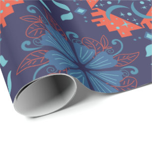 Abstract geometric pattern with alternating red wrapping paper