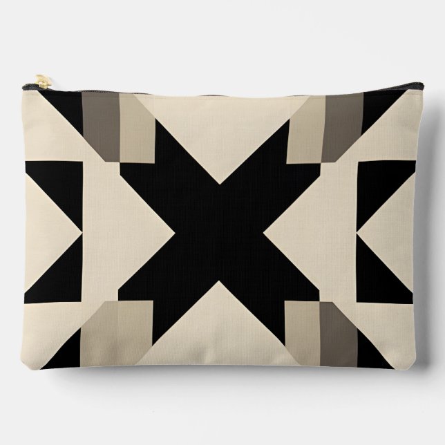 Abstract Geometric Pattern with Contrasting Black Accessory Pouch (Front)