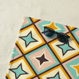 Abstract geometric pattern with diamond shapes beach towel